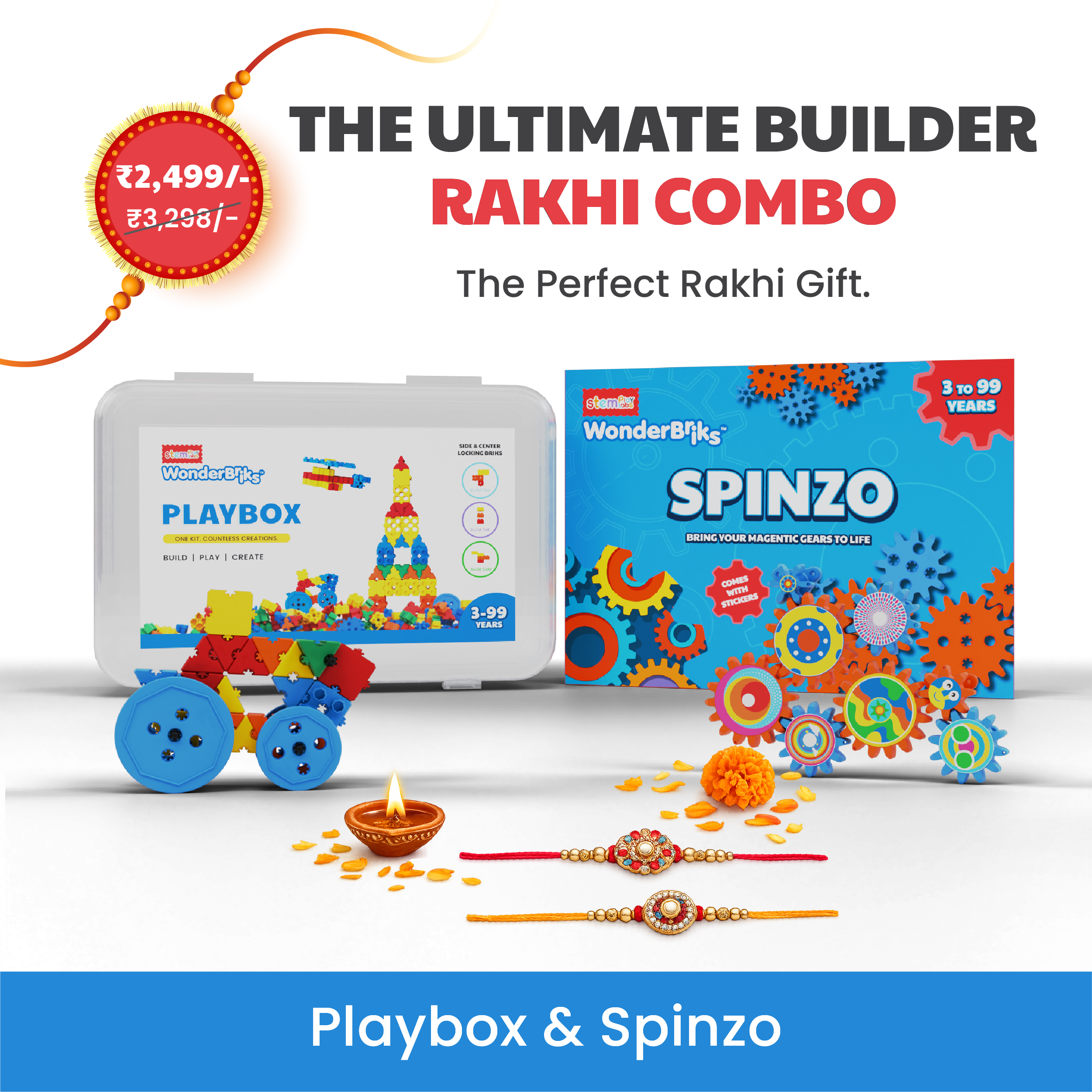 The Ultimate Builder Rakhi Combo [PlayBox + Spinzo]