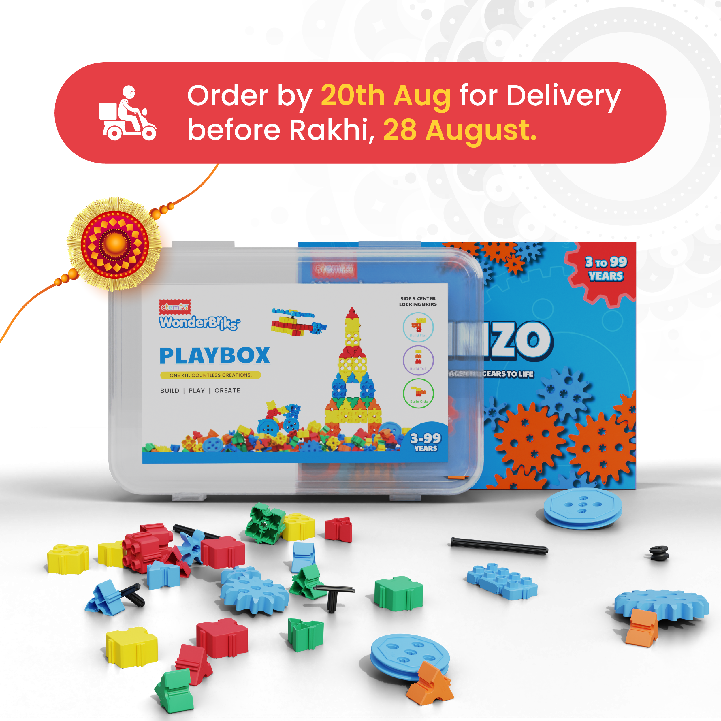 The Ultimate Builder Rakhi Combo [PlayBox + Spinzo]